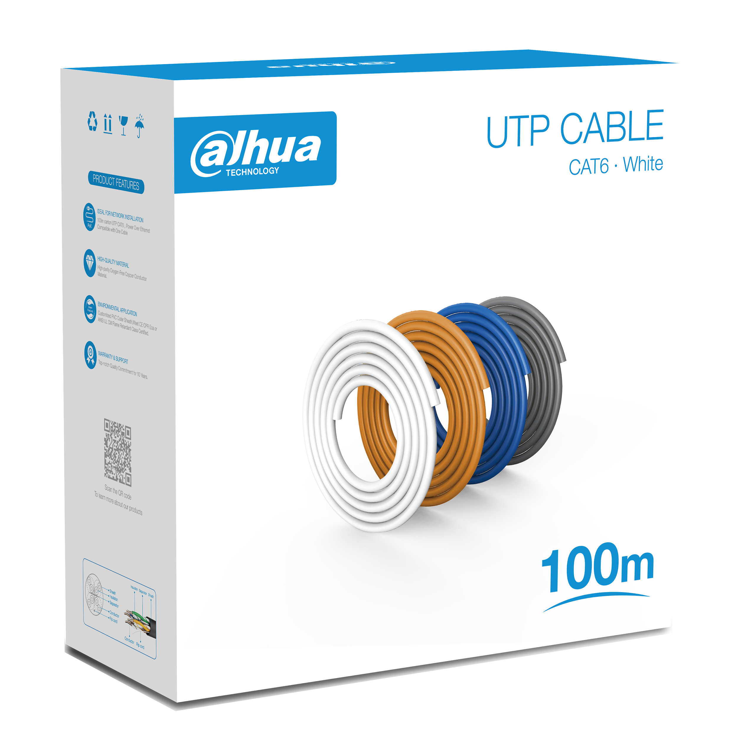 Dahua Cable UTP y FTP para cámaras de seguridad SSTT - PFM920I-6UN-C-100